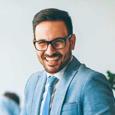 Excited broker smiling