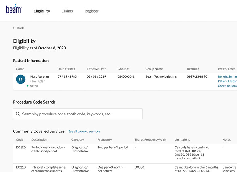Beam login provider portal
